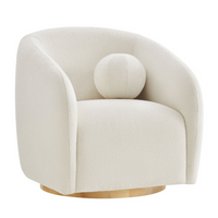 Modway - Holland Pivot Tissu chenille Fauteuil - Crème-Fauteuil pivotant courbé