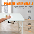 Homy Casa - Table pliante portative de 4 pi avec 4 hauteurs réglables pour utilisation intérieure et extérieure, camping - Blanc-Dimensions globales : 49,2 po L x 24 po P x 21 à 29 po H