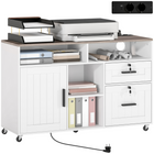 HOMCOM - Armoire de classement latérale mobile avec station de charge et ports USB - blanc-L’armoire à porte unique, les deux tiroirs, les étagères et les compartiments offrent une organisation polyvalente et sans effort 