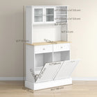 HOMCOM - Armoire de cuisine avec station de recharge - blanc-L'étagère ouverte et l'étagère à l'intérieur de l'armoire sont réglables sur 3 niveaux 
