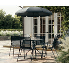 Flash Furniture - Ensemble de jardin couleur noire de 6 pièces avec table, parasol et 4 chaises pliantes-L'ensemble comprend une table, un parapluie et 4 chaises