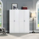Manhattan Comfort - Hopkins 59,22 po Ensemble Moderne 2 Pièces Armoire de Rangement à 8 Étagères - Blanc-Conception de porte géométrique rectangulaire verticale avec poignées de tirage en métal noir