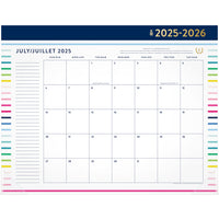 AT-A-GLANCE - Sous main mensuel Emily Ley bandes joyeuses 2025-2026 - 17 po H x 21 3/4 po l - bilingue-Format des pages : 17 po H x 21 3/4 po l