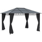 Outsunny - Auvent à toit rigide 13' x 10' - tonnelle de terrasse - gris foncé-Gazébo pratique au design haut et spacieux 