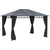 Outsunny - Auvent à toit rigide 13' x 10' - tonnelle de terrasse - gris foncé-Gazébo pratique au design haut et spacieux 