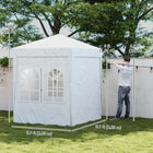 Outsunny - Tente auvent pliante 6.7 pi l x 6.7 pi L - Parois latérales - Sac de transport - Blanc-8 trous de drainage empêchent l'eau de s'accumuler sur la toile