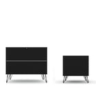 Manhattan Comfort - Rockefeller commode et table de chevet style milieu du siècle moderne - noir - ensemble de 2-Parfait pour le rangement ou l'exposition d'objets