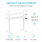 ShoppingAll - Bureau debout électrique à double moteur 48 larg. po - Blanc-La conception à double moteur offre un bruit de mouvement inférieur à 55dB et une vitesse de réglage allant jusqu'à 25-35mm/s