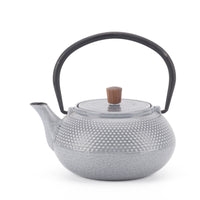 Minimal Enamelled Cast Iron Teapot - Dot Grey - 0.6 L-Cast iron teapot polished by hand for smooth finishing