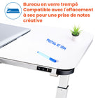 Motionwise - Bureau électrique assis-debout à moteur unique  série M1 Glass avec tiroirs pivotants - Blanc-Transition fluide grâce au moteur unique : Changez facilement de position grâce au système de moteur électrique fiable qui garantit des ajustements silencieux et sans effort