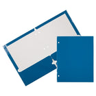 JAM Paper - Dossiers scolaires laminés brillants à 3 trous et à deux pochettes - bleu - Paquet de 6-Dossiers de projet brillants à 3 trous l Couleur : bleu
