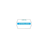 METO - Etiquettes Pour Etiqueteuse Proline 2026 - 9513182 (LOAD NO/STERILIZED etiquettes - 26x16 mm - 2 lignes - adhesives permanentes multi-usages/pour congelateur) - 12 rouleaux-Blanc avec LOAD NO/STERILIZED en texte bleu reflux, 2 lignes d'étiquettes 26x16 mm