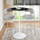 Modway - Lippa Rond de 28 po Faux marbre Bar Table, Blanc Noir-Socle métallique résistant aux éclats