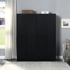 Manhattan Comfort - Hopkins 59,22 po Ensemble Moderne 2 Pièces Armoire de Rangement à 11 Étagères - Noir-Conception de porte géométrique rectangulaire verticale avec poignées de tirage en métal noir