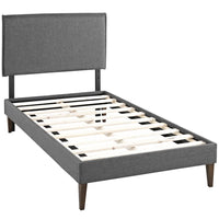 Modway - Camille Tissu Lit plateforme jumelle avec pieds carrés effilés, Gris-Rembourrage fin en polyester