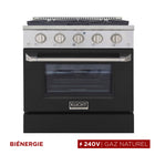 Kucht - 30 po Série KDF Cuisinière Pro Style au gaz naturel - Acier inoxydable/Noir-Éléments de cuisson doubles offrant une performance puissante : 3 000 watts (base) et 850 watts (haut), avec un gril de 3 500 watts pour une chaleur intense
