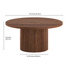 Hudson&Canal - Table basse ronde cannelée Rollan de 81 cm de large, noyer satiné-Nettoyer avec un chiffon doux et sec, sans produits chimiques agressifs ni produits de nettoyage abrasifs
