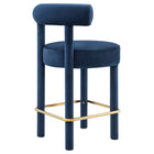 Modway - Toulouse Performance Velvet Tabouret de comptoir - Midnight Blue Gold-Vaisseaux entièrement assemblés