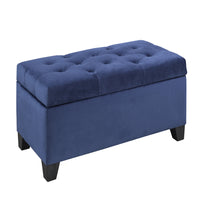 Brassex - Landon Ottoman de rangement capitonné - bleu marine-Dessus généreusement rembourré