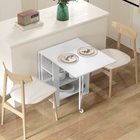 HOMCOM - Table à manger pliante à abattant avec étagères de rangement pour 4-6 personnes - blanc-Étagères de rangement intégrées pour les ustensiles et la vaisselle