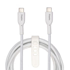 Staples - TECH Câble de chargement USB-C vers USB-C - 6,5 pi - blanc-Câble tressé durable et anti-enchevêtrement testé pour résister à jusqu’à 5 000 torsions