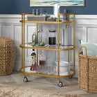 Hudson&Canal - Chariot de bar ovale Leif 30" de largeur - Laiton-Caractéristiques assemblage facile