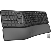 Delton - Clavier ergonomique sans fil KB250, noir-La connexion sans fil 2,4 GHz offre une grande liberté de mouvement et vous évite d'avoir à démêler les câbles
