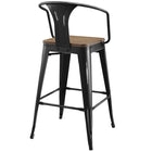 Modway - Promenade Tabouret de bar - Noir - Ensemble de 2-Capacité de poids des selles : 331 lb
