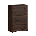 PrepacMC – Commode à 5 tiroirs Fremont, 45 1/4 po, espresso-Tiroirs sur glissières en métal avec butées de sécurité intégrées