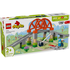 LEGO - DUPLO Town Ensemble d'extension Pont et rails de train-Ensemble d’extension de rails pour prolonger les aventures ferroviaires des tout-petits