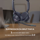 Casque UC double Yealink UH46 - Casque pour téléphone et ordinateur - Certifié UC - Noir-Nombre de microphones : 3