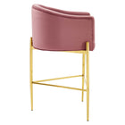 Modway - Savour Touffe Performance Velvet Tabouret de bar - Rose poussiéreuse-Rembourrage en mousse dense