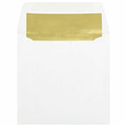 JAM Paper - Enveloppes d'invitation carrées doublées de feuille d'aluminium - 6 x 6 - blanches avec feuille d'or - Paquet de 25- Doté d'une finition en papier lisse et d'une doublure en aluminium brillant pour ajouter une touche de couleur à tout envoi