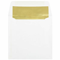 JAM Paper - Enveloppes d'invitation carrées doublées de feuille d'aluminium - 6 x 6 - blanches avec feuille d'or - Paquet de 25- Doté d'une finition en papier lisse et d'une doublure en aluminium brillant pour ajouter une touche de couleur à tout envoi