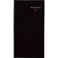 AT-A-GLANCE - Agenda de poche hebdomadaire/mensuel Fine Diary 2025 - 6 po H x 3 3/16 po l - Noir - Anglais-12 mois : janvier 2025 à decembre 2025