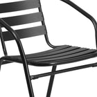 Table carrée de 31,5 po en verre/métal et 4 chaises empilables noires en aluminium avec dossier à lattes (TLH-0732SQ-017CBK4-GG)-7
