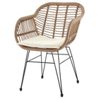Manhattan Comfort - Ensemble de salon de patio moderne Antibes pour 2 personnes avec table d’appoint - beige et crème - ensemble de 3 pièces-Structure en acier enveloppée de rotin en PVC parfaite pour l'extérieur