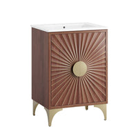 Modway - Daylight 24" Vanette de salle de bain - Noyer blanc-Armoire de toilette moderne pour salle de bain