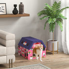 PawHut - Maison griffoir 2-en-1 pour chat avec tapis à griffer et herbe - rose-Le carton ondulé attire les griffades, protégeant les canapés et les rideaux 