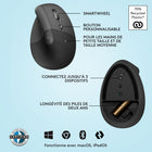 Logitech - Lift Souris Ergonomique Verticale - Graphite-Connectez-vous à votre façon : Connectez-vous via Bluetooth Low Energy ou Logi Bolt USB à Windows, macOs, iPadOs, Chrome OS ou Linux, et profitez d'une durée de pile pouvant atteindre 2 ans