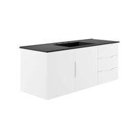 Modway - Vitality Évier simple 48" Vanette de salle de bain - Blanc Noir-Vanité de salle de bain moderne