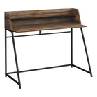 Monarch Specialties - 7548 Bureau 48 po L - Faux Bois Brun/Metal Noir-Bureau d'ordinateur au fini faux bois récupéré brun avec une petite huche avec 1 longue tablette au fini noir