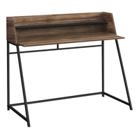Monarch Specialties - 7548 Bureau 48 po L - Faux Bois Brun/Metal Noir-Bureau d'ordinateur au fini faux bois récupéré brun avec une petite huche avec 1 longue tablette au fini noir