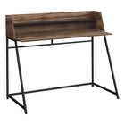 Monarch Specialties - 7548 Bureau 48 po L - Faux Bois Brun/Metal Noir-Bureau d'ordinateur au fini faux bois récupéré brun avec une petite huche avec 1 longue tablette au fini noir