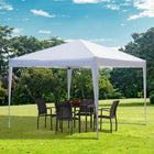 Outsunny - Tente gazébo pliante d'extérieur 10 pi l x 10 pi L - Blanc-4 cordes de traction et 8 piquets assurent une fixation stable au sol