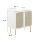 Modway - Chaucer 30" Vanette de salle de bain - Blanc blanc-Tablette réglable
