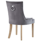 Modway - Pose Performance Velvet Chaise à manger Ensemble de 4 - Gris-Moulures cloutées à clous