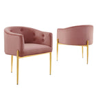 Modway - Savour Touffe Performance Velvet Chaises d’accent Ensemble de 2 - Rose poussiéreuse-Chaises d’accent touffées - Ensemble de 2