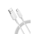 Anker - Câble Tressé USB-A vers USB-C 3ft - Blanc-Haute qualité – Fabriqué avec des matériaux de qualité supérieure et testé en interne pour supporter jusqu'à 80 kg sans se casser, avec une durée de vie allant jusqu'à 12 000 utilisations
