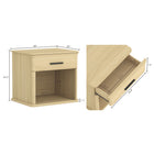 Manhattan Comfort - Table de nuit traditionnelle Clifford à 1 tiroir - Chêne naturel-Étagère de rangement ouverte : Offre un espace supplémentaire pour les livres, la décoration ou les essentiels de chevet